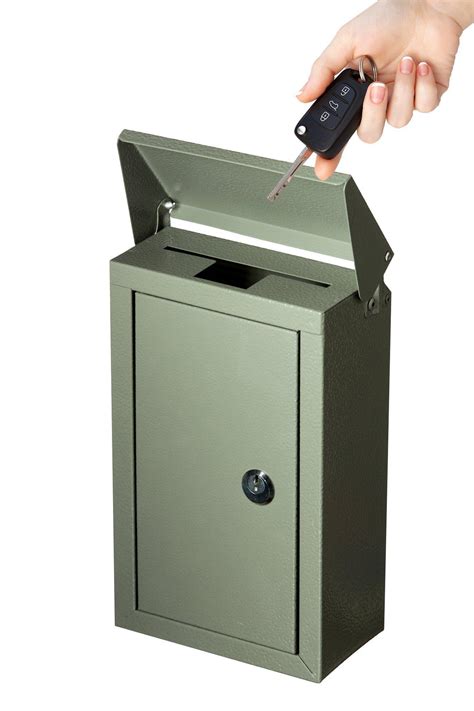 metal drop box for keys|free standing key drop box.